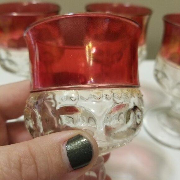 Indiana Glass Kings Crown Ruby Red/Cranberry Thumbprint Glass, Medium, Set of 4 - Picture 3 of 8